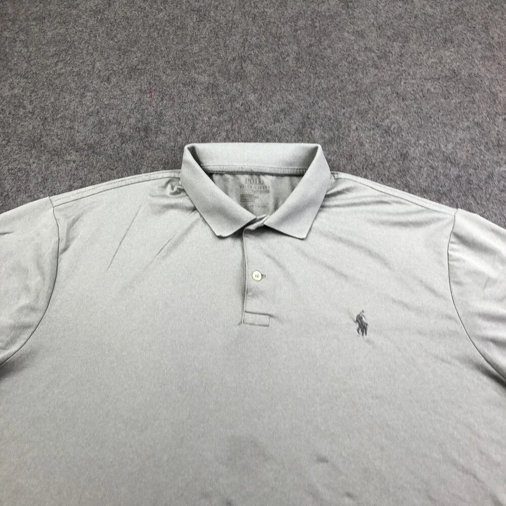 Polo Ralph Lauren Polo Shirt Mens 2XL Gray Solid Performance Golf Tagless Knit